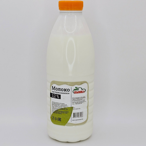 Молоко Пышка 3.2% 0,9л пастеризов.